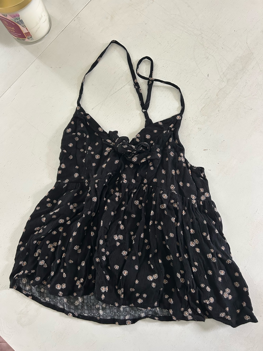 American Eagle Outfitters Black Floral Tie-Front Cami